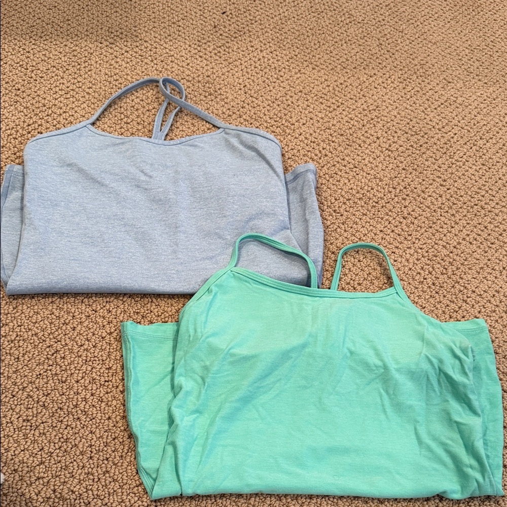 Lululemon Power Y Tank Set of Two Camisole Tops in Gray and Mint Green